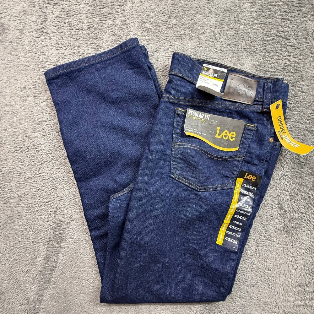LEE Men's Straight Leg Jeans NWT 40x32 Indigo Stretch Denim Regular Fit